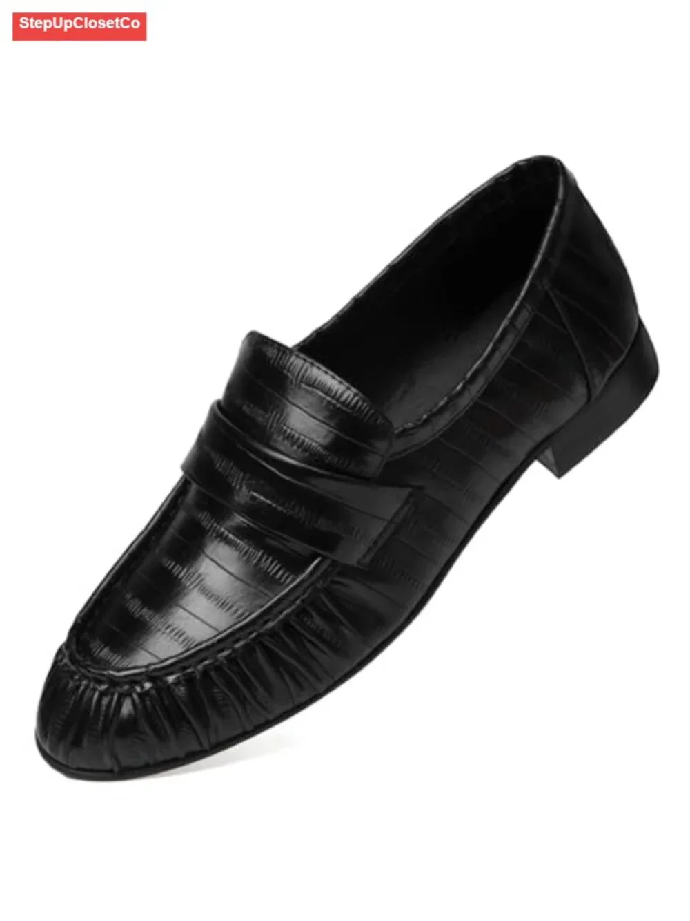 Women's Chunky Heel Penny Loafers Round Toe Slip On Dressy Work Flats